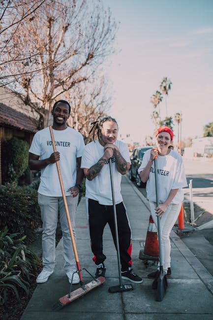 Volunteers cleaning up a neighborhood park
